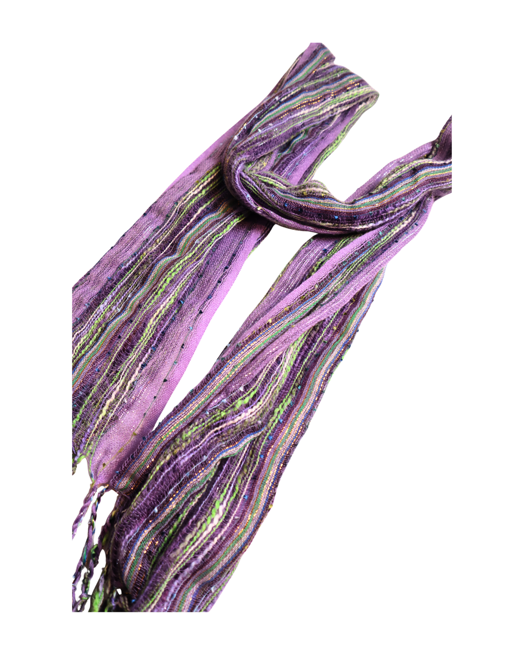 Purple And Green Tinsel Fashion Scarf 