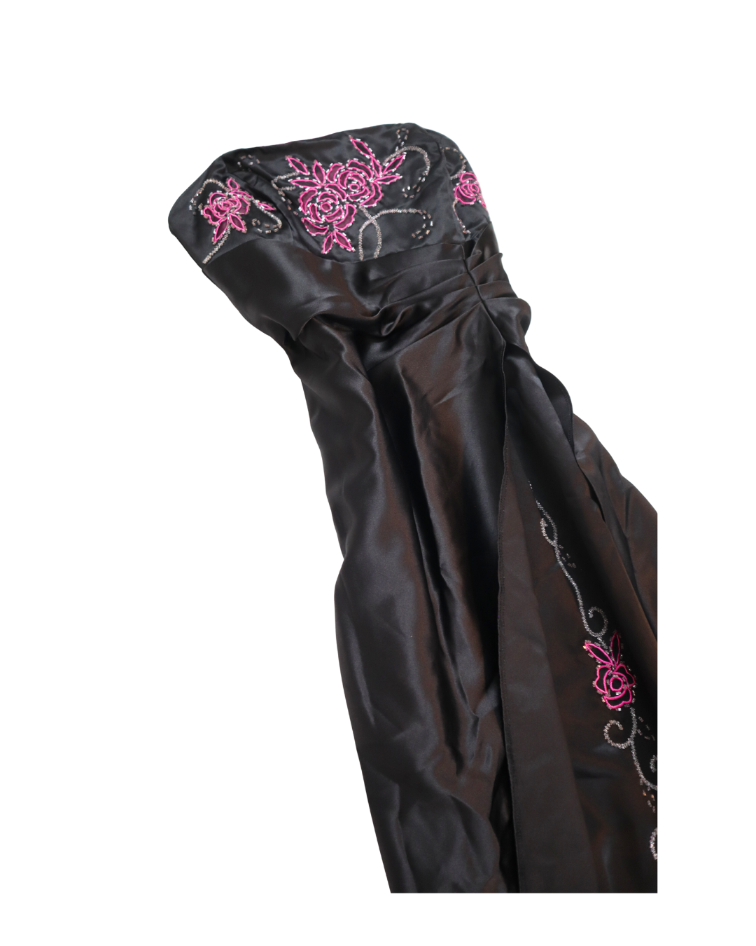 Y2K Black Dress With Pink Beaded Flowers 