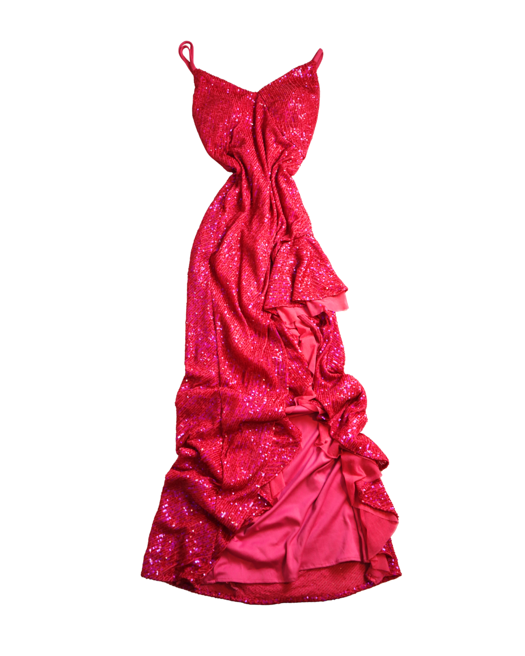 Long Pink Sequin Embellished Split Formal Dress