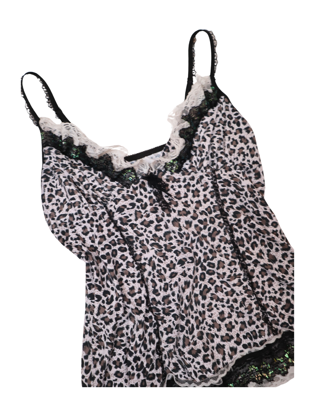 Lace Embellished Animal Print Tank Top
