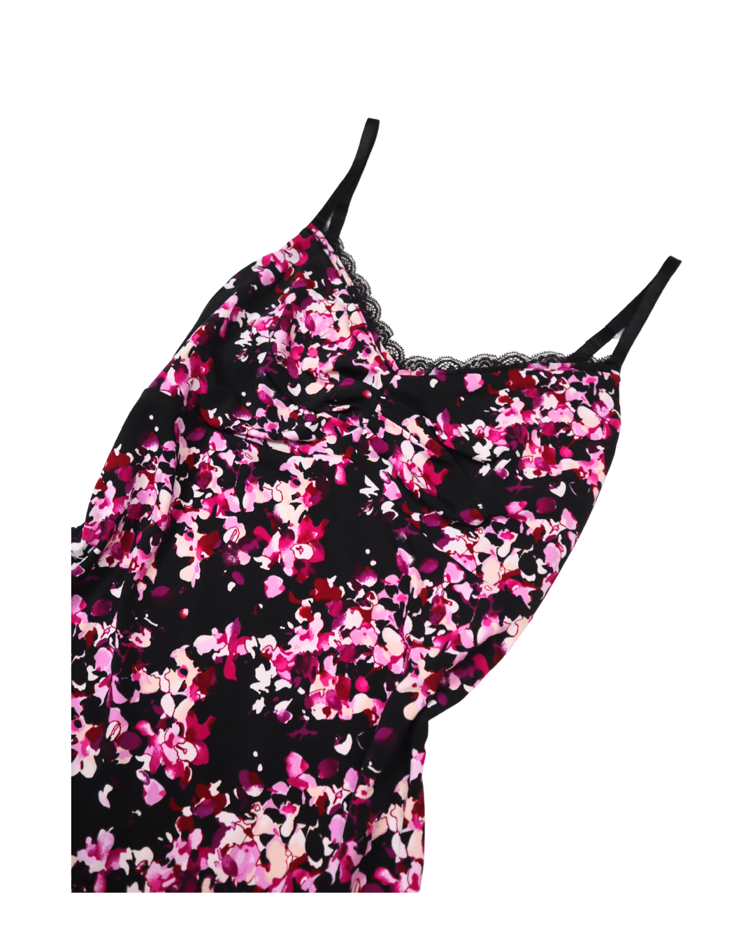 Pink and Black Floral Print Tank Top