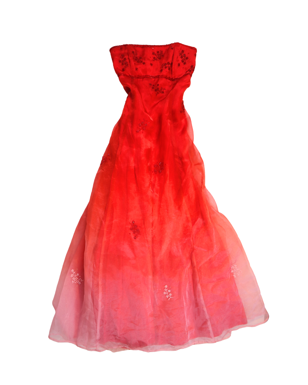 Y2K  Red Ombre Bead Detailed Dress