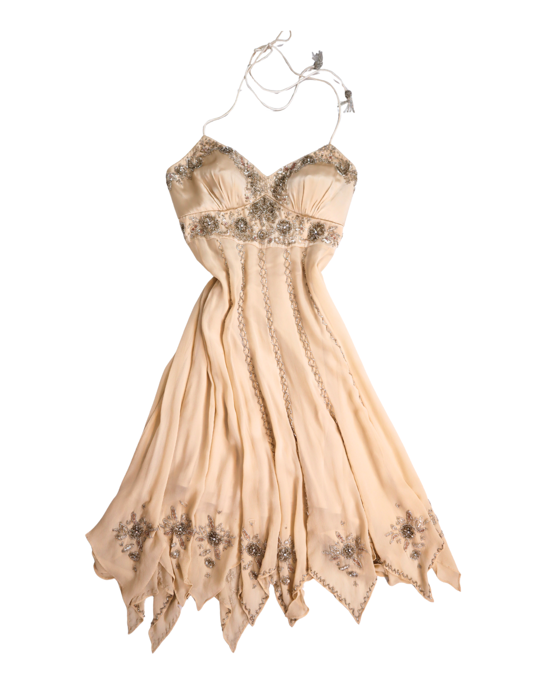 RARE Y2K Cream Beaded Embellished Dress