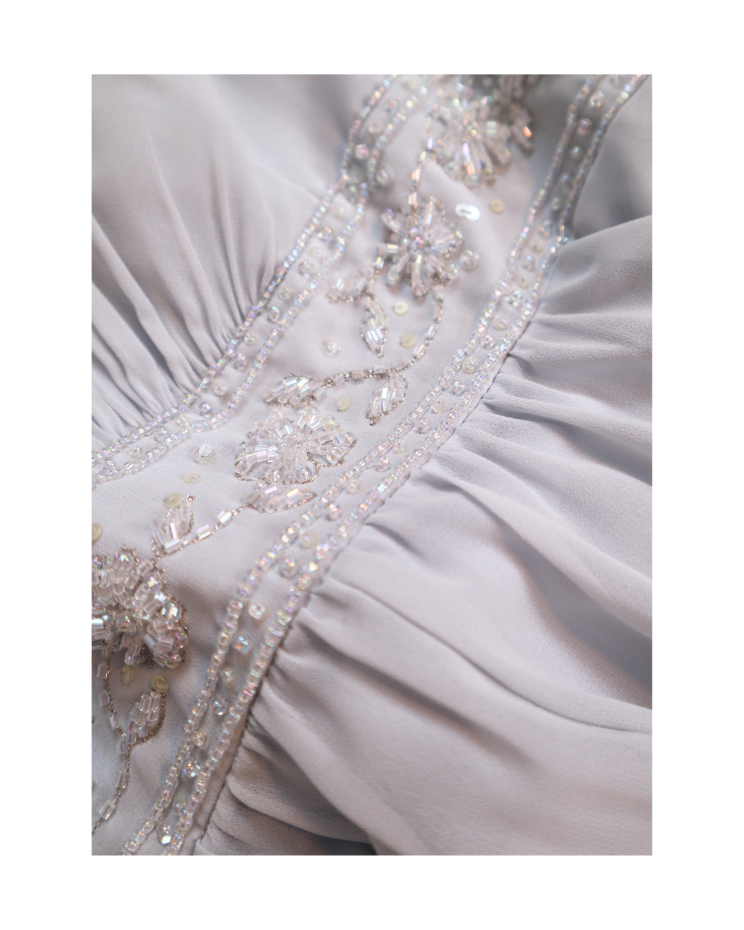 Y2K Light Blue Beaded Embellished Dress W/Scarf