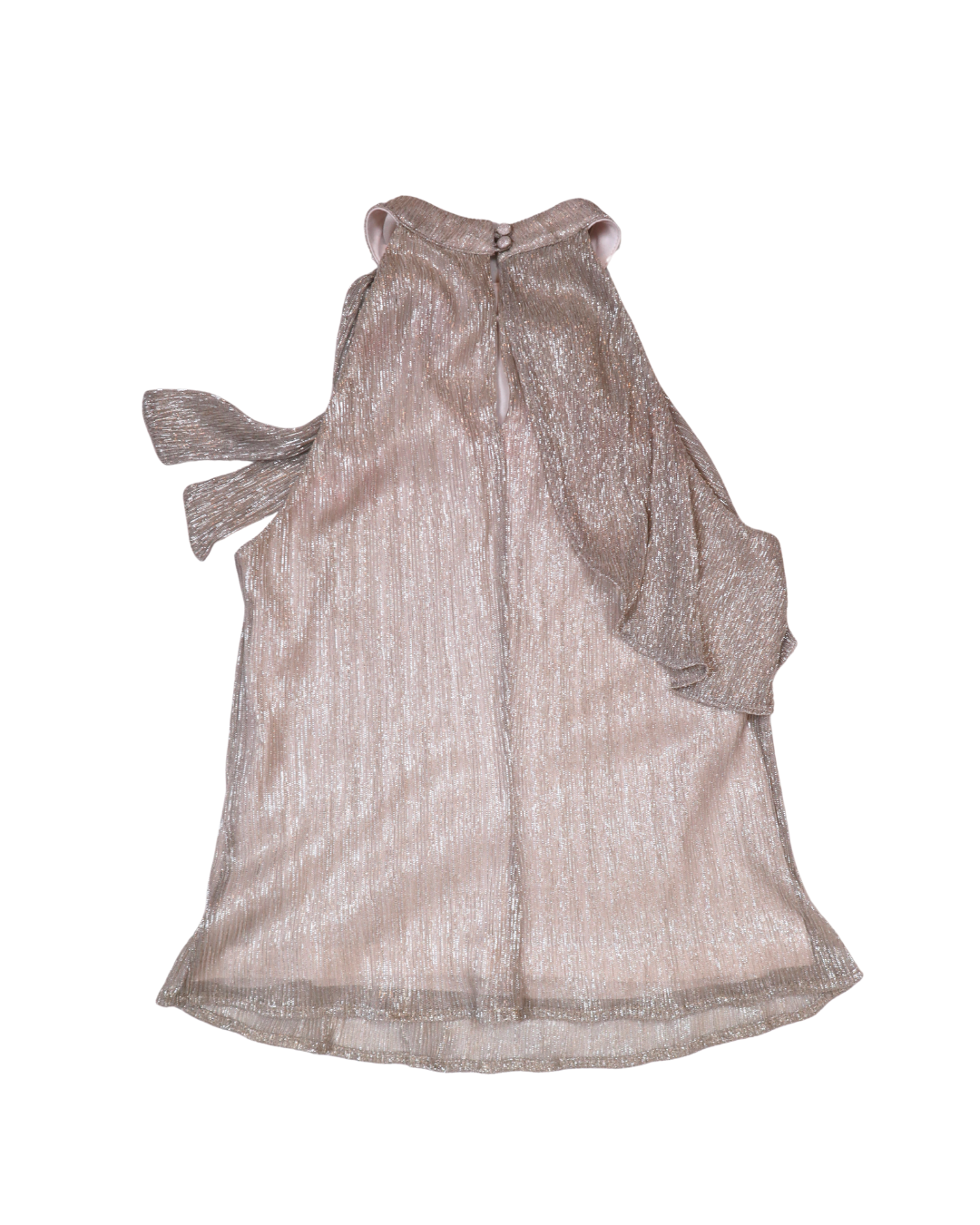 Shiny Silver Halter Neck W/Flowy Details