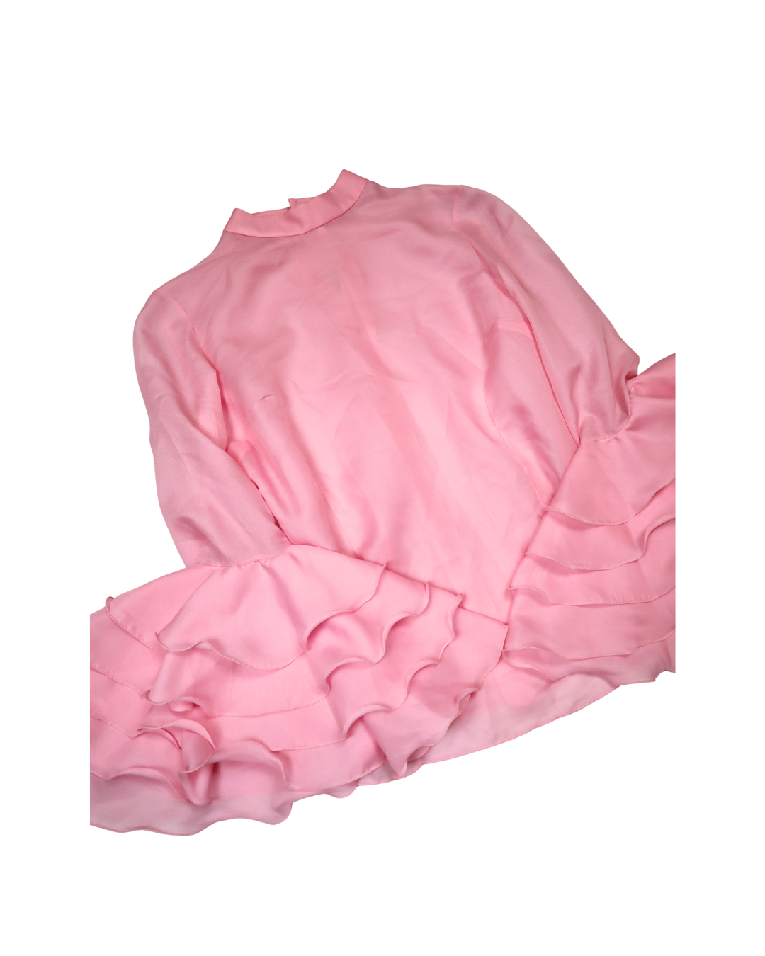 Sheer Pink Ruffle Sleeves Top
