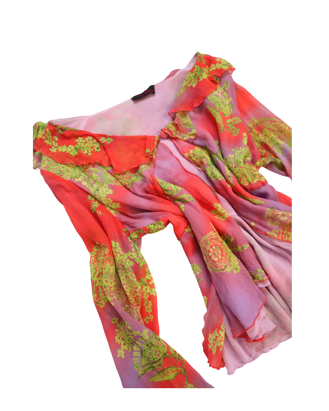 RARE Y2K Pink, Purple And Green Ruffle Top