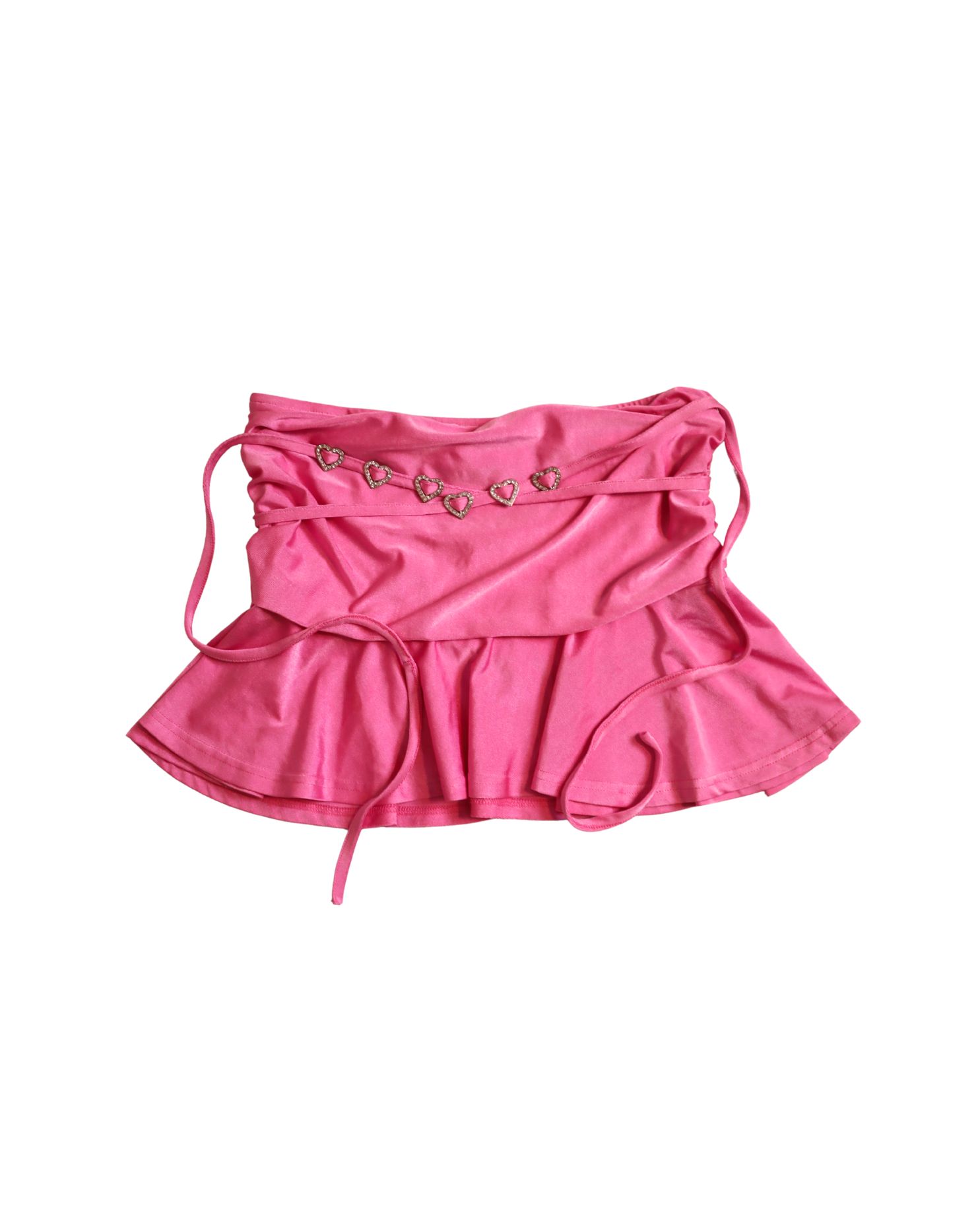 Pink Crystal Heart Hardware Mini Skirt 