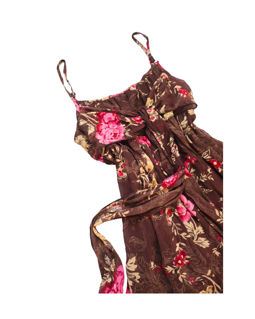 Sparkly Y2K Brown And Pink Floral Tank Top