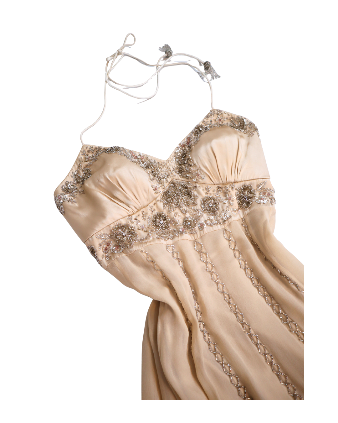 RARE Y2K Cream Beaded Embellished Dress
