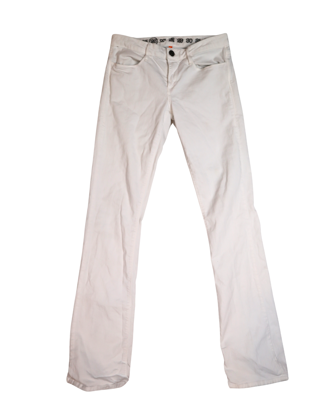 White Low Waisted Flare Bottom Jeans
