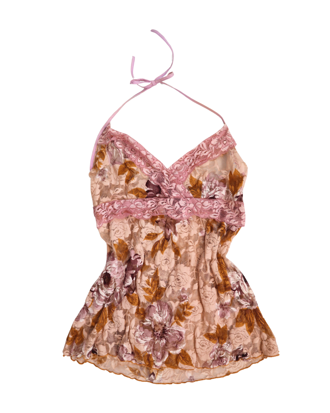 Purple And Brown Floral Lace Cami