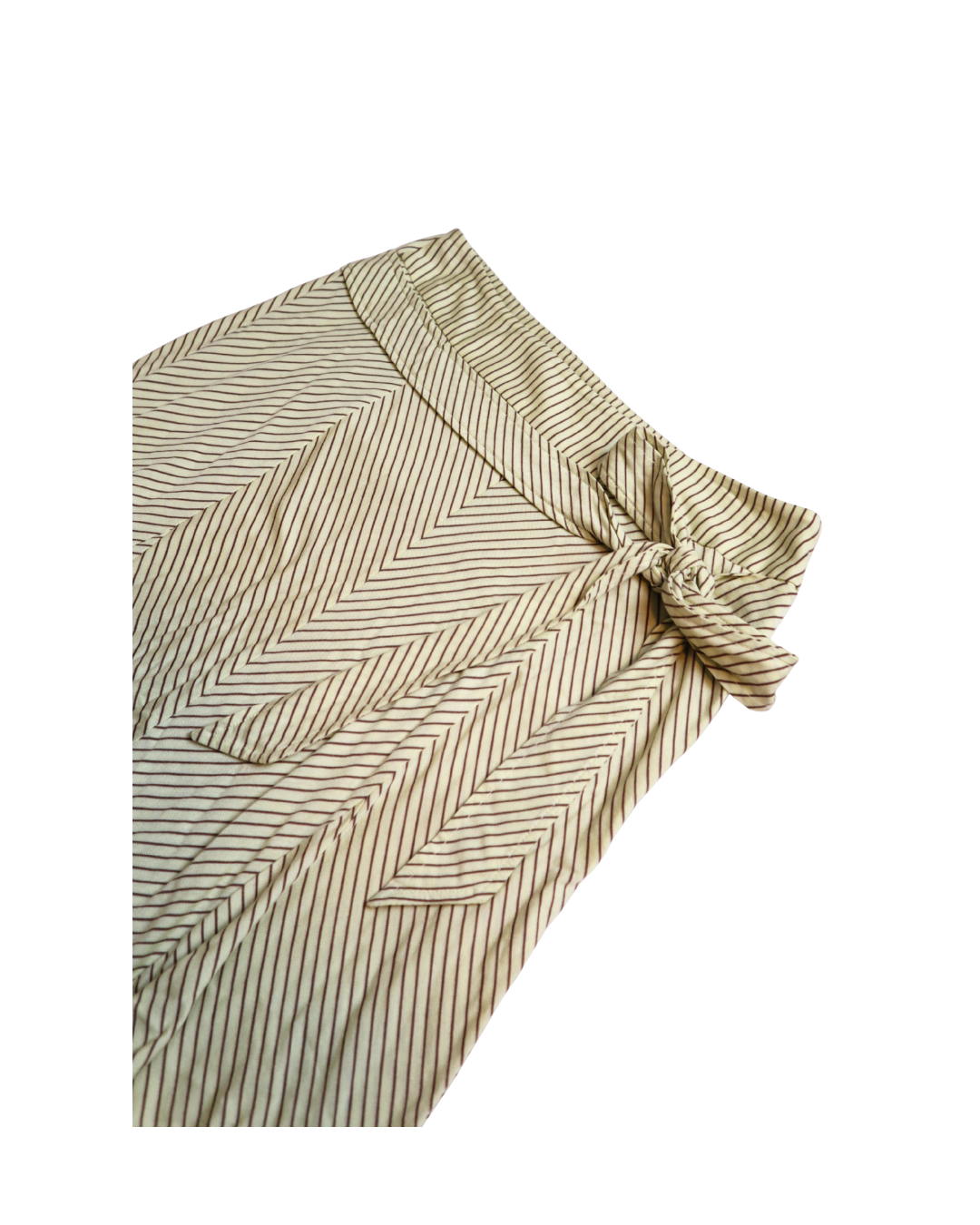 Light Yellow/Green Chevron Tie Front Midi Skirt