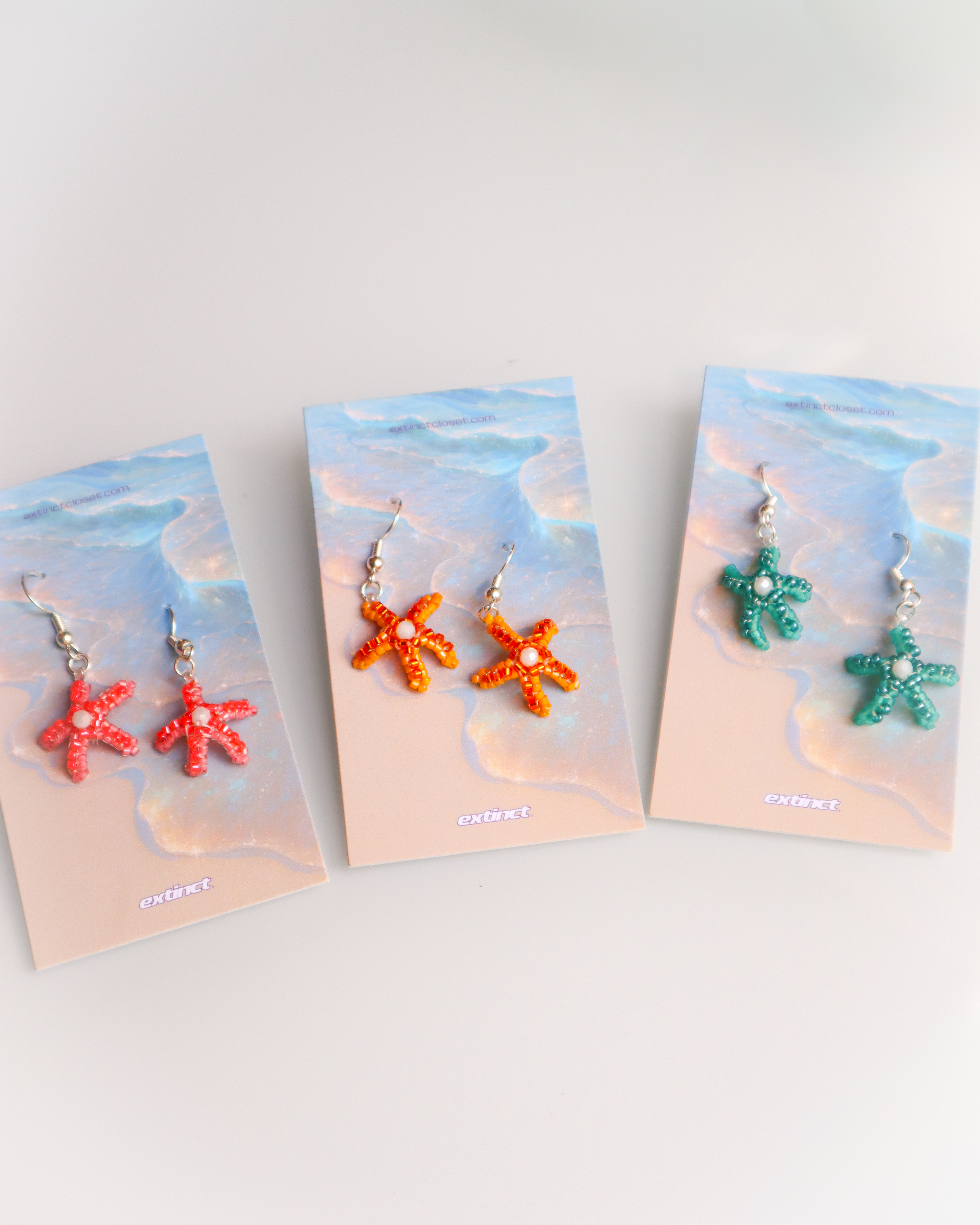 Hand Beaded Starfish Earrings
