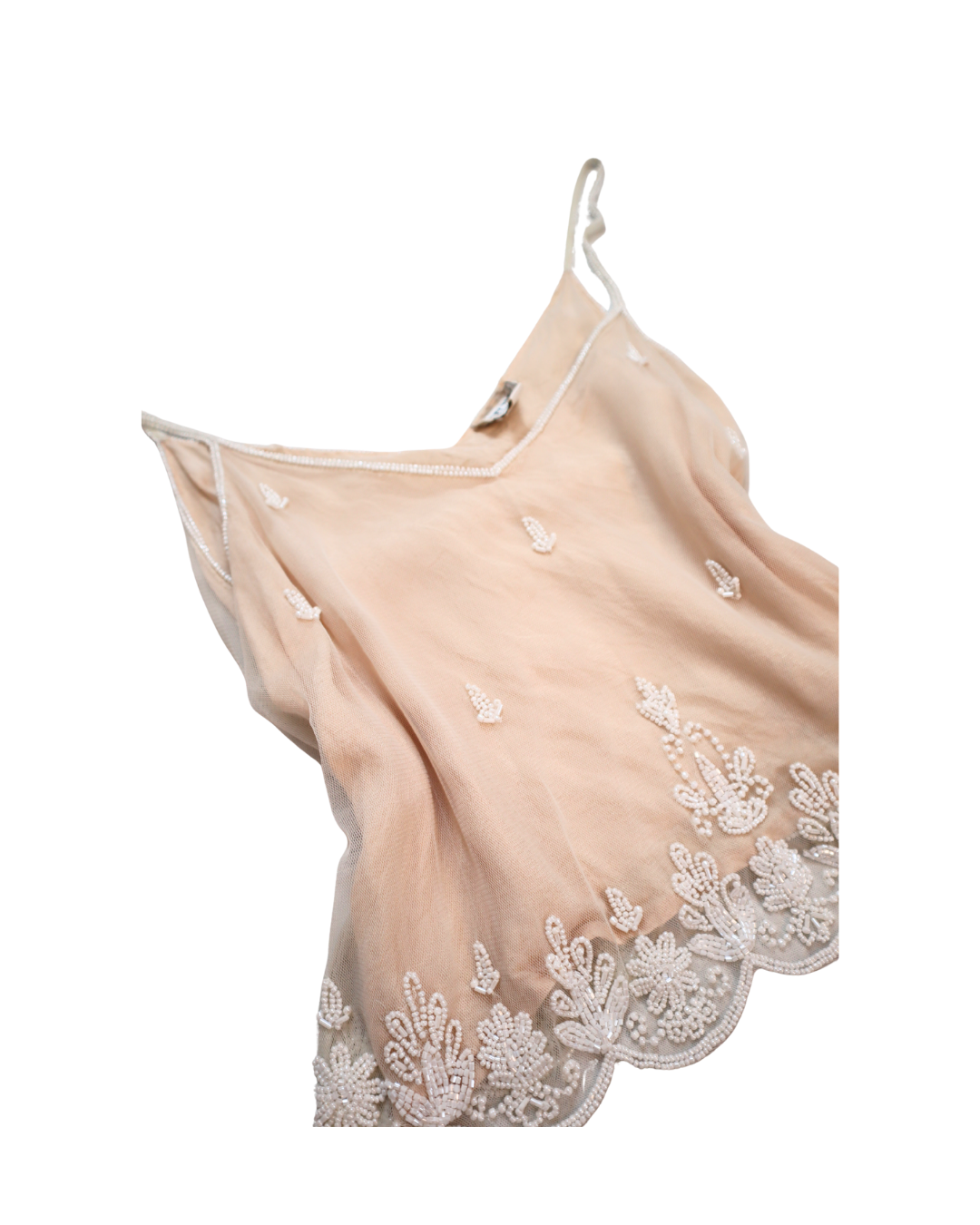 Y2K Cream Beaded Tank Top 
