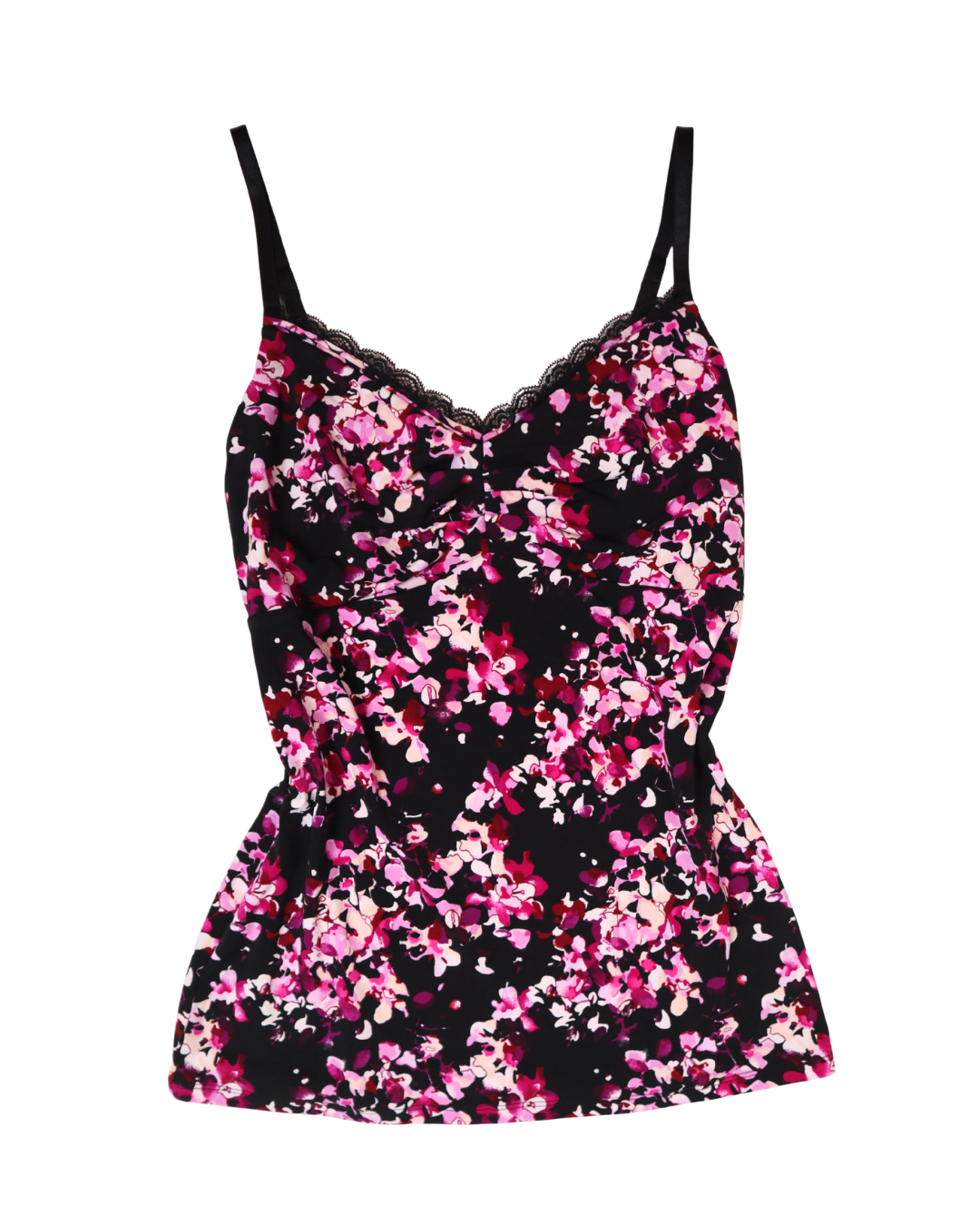 Pink and Black Floral Print Tank Top