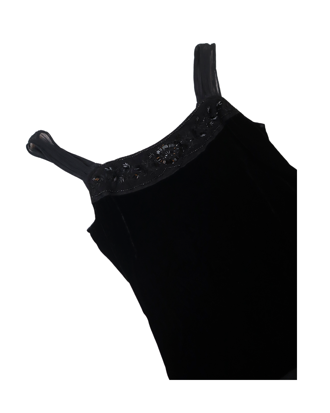 Black Embellished Velvet Tank Top
