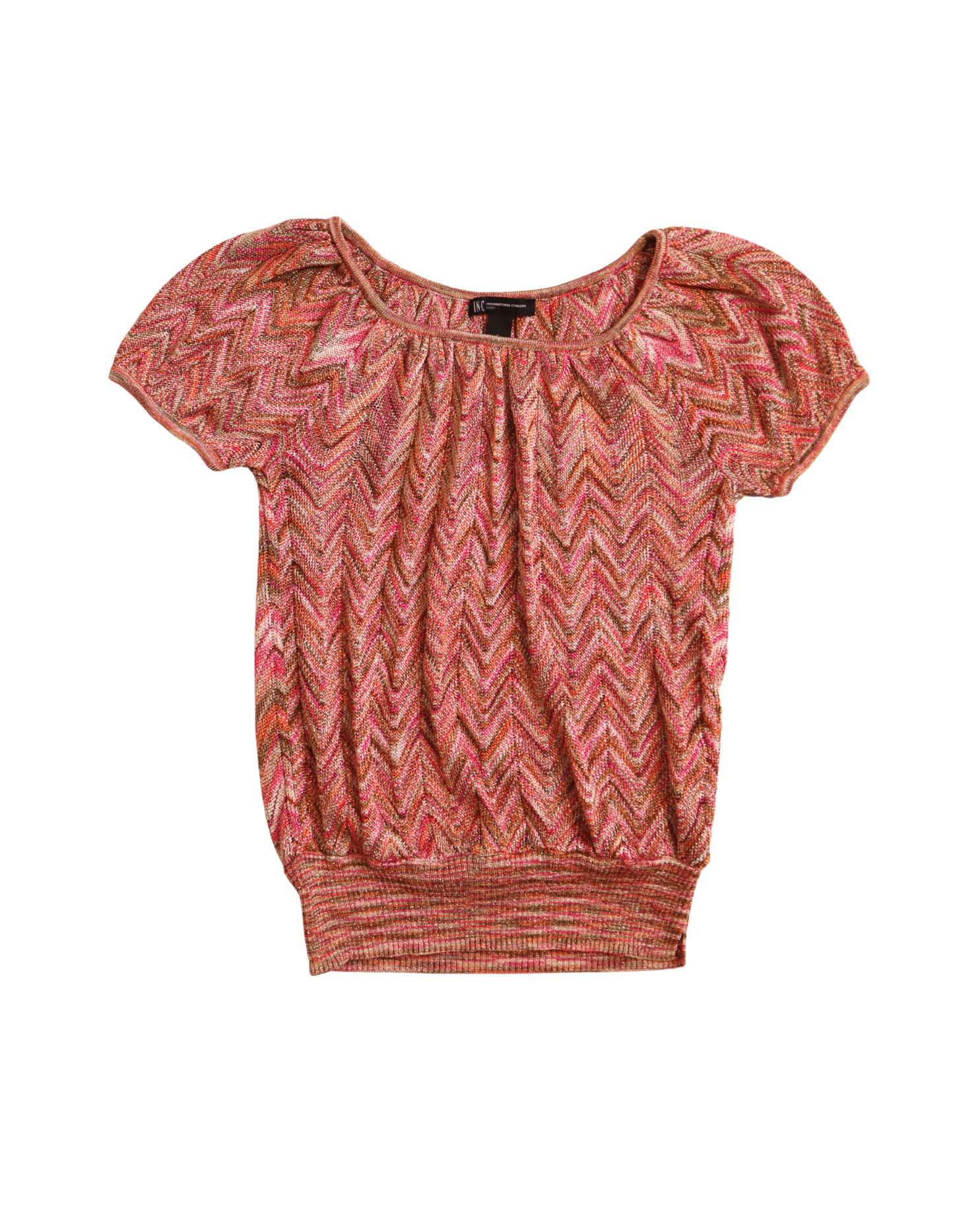 Rainbow Chevron Tinsel Short Sleeve Top