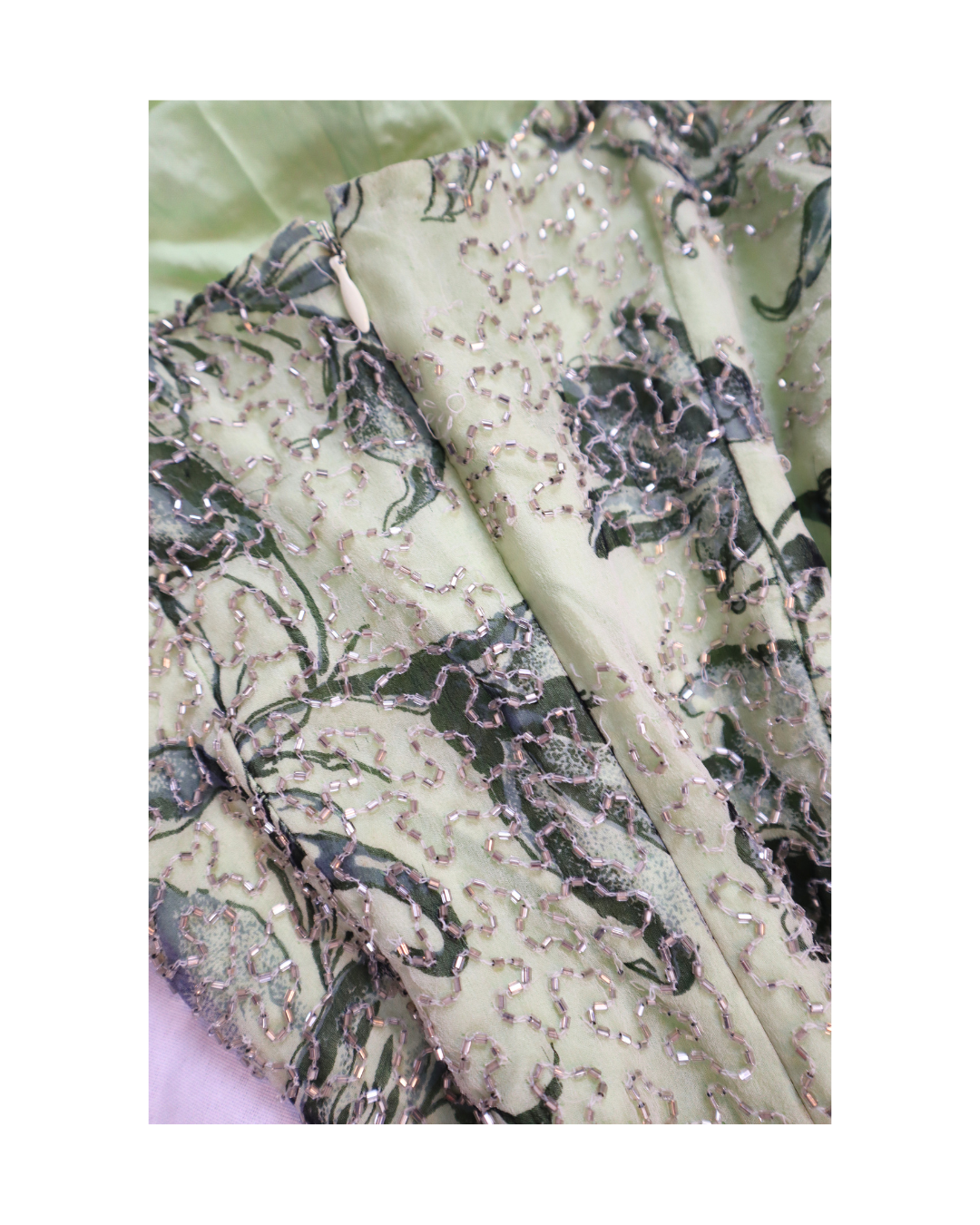RARE Beaded Y2K Asymmetrical Light Green Dress
