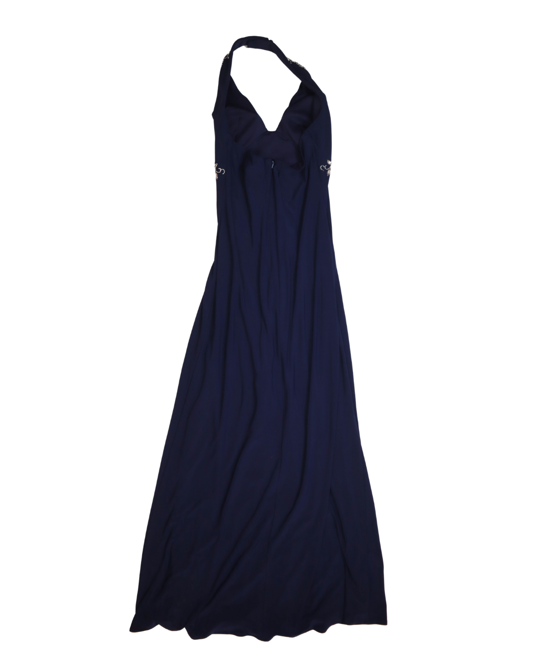Navy Embellished Halter Neck Gown 