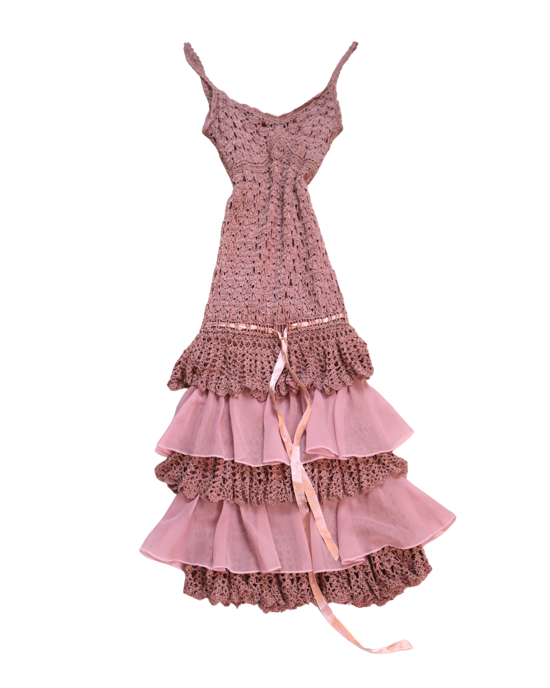 Y2K Purple Crochet Ruffle Dress