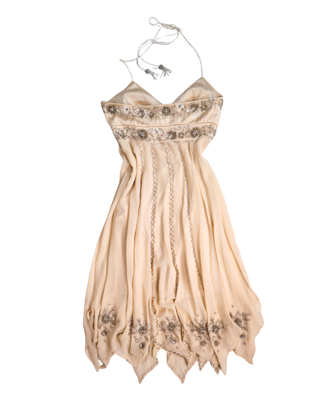 RARE Y2K Cream Beaded Embellished Dress