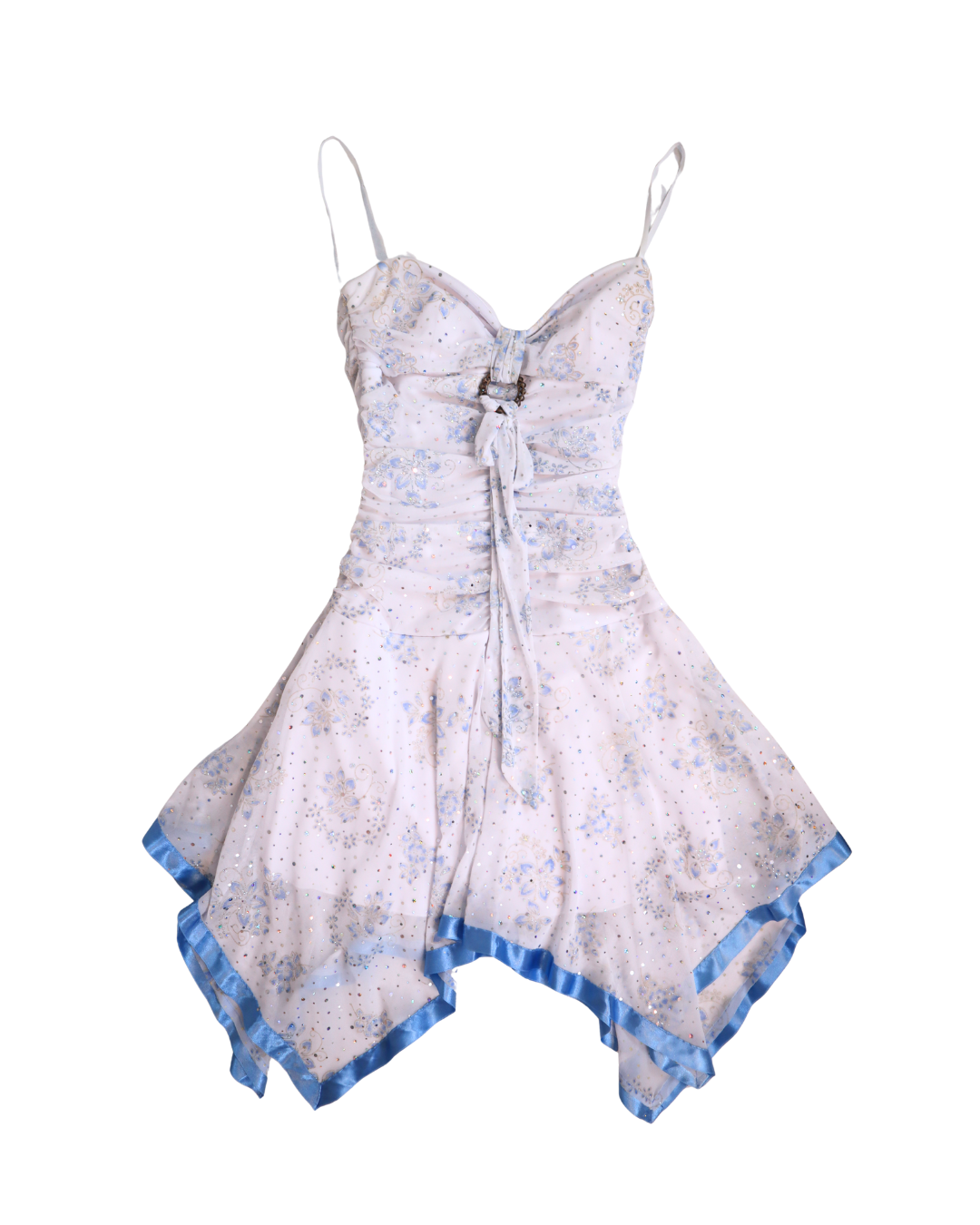 Y2K White And Blue Sparkly Dress 