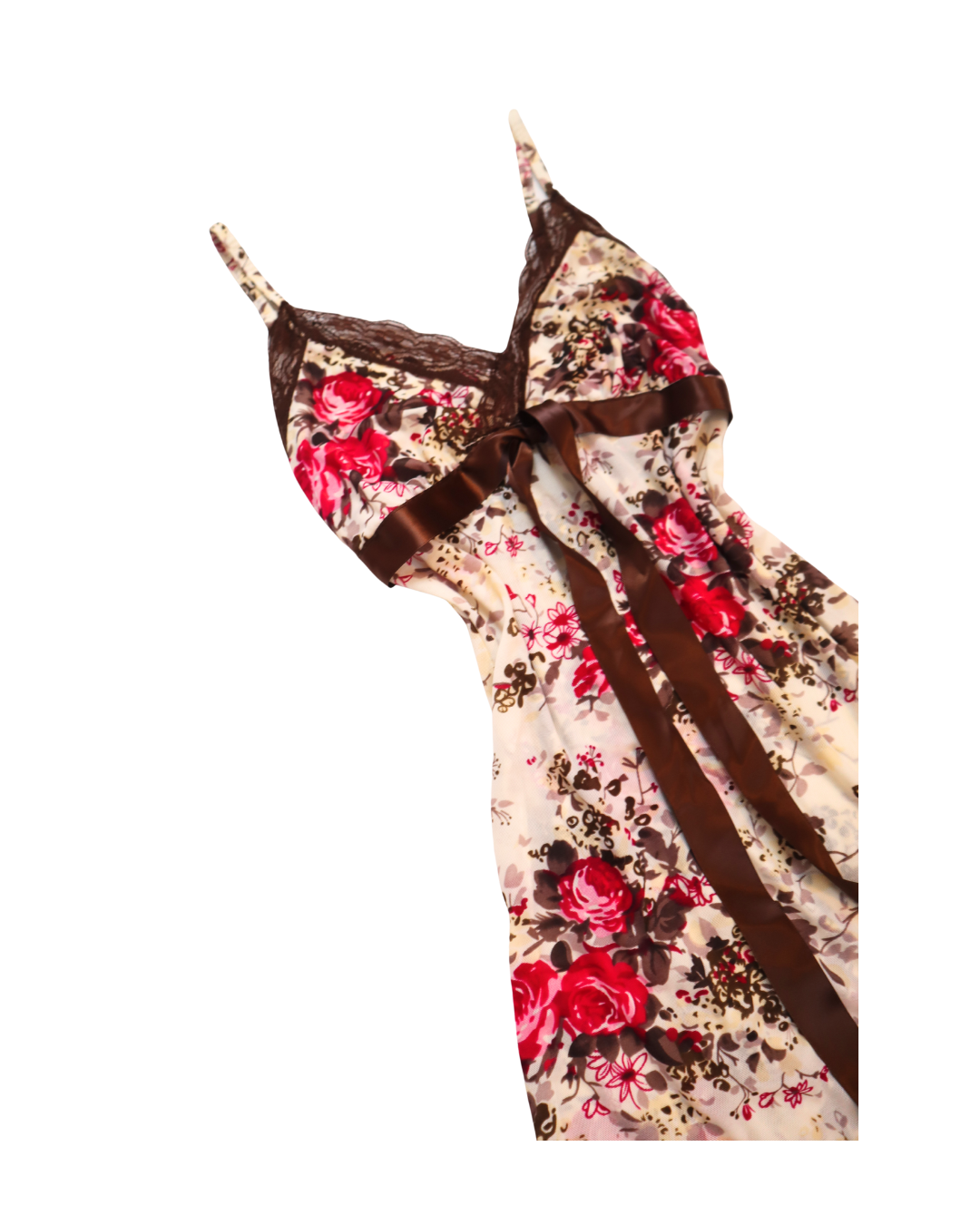 Brown, White And Pink Y2K Floral Dress/Top