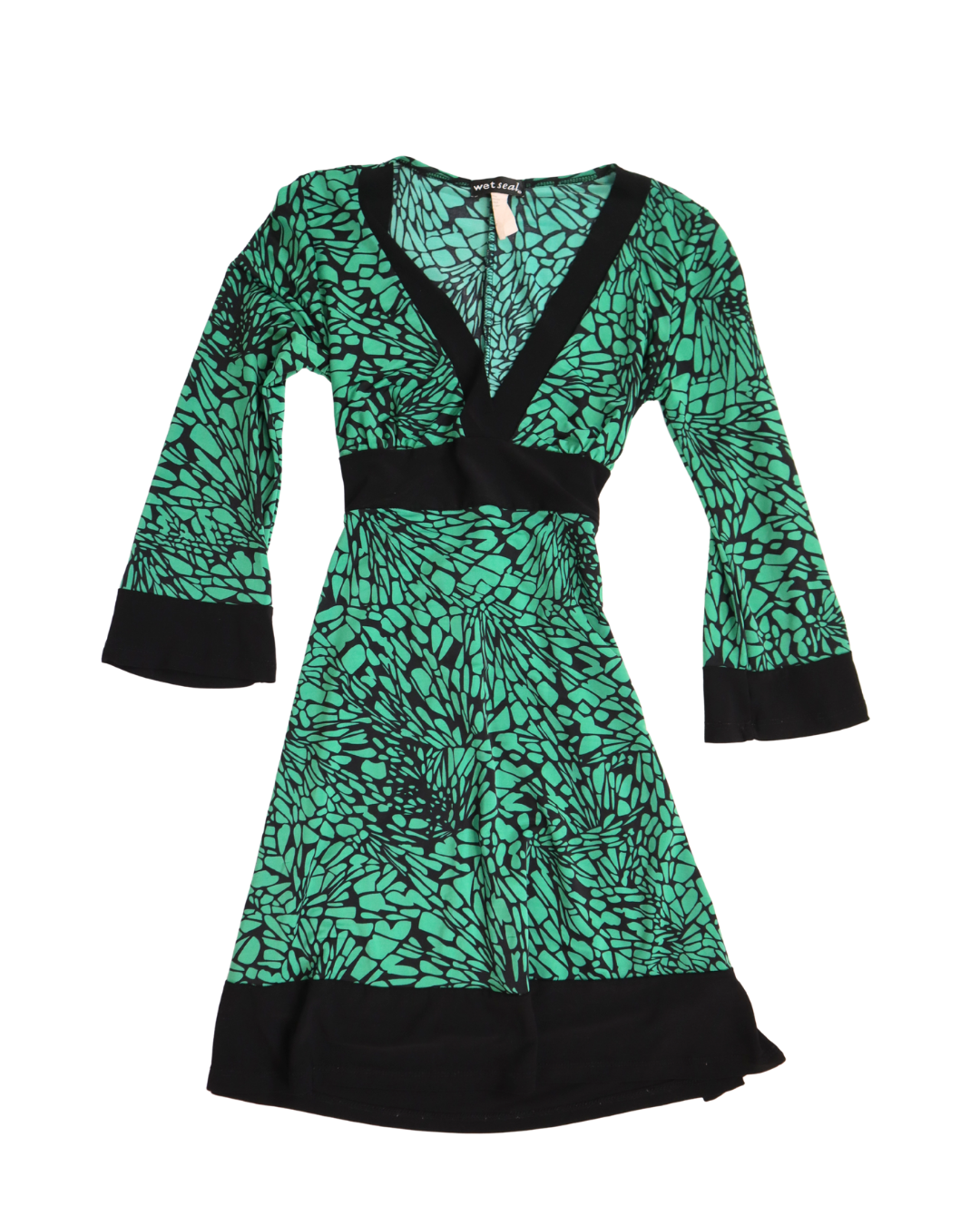 Green And Black Tie Back Dress