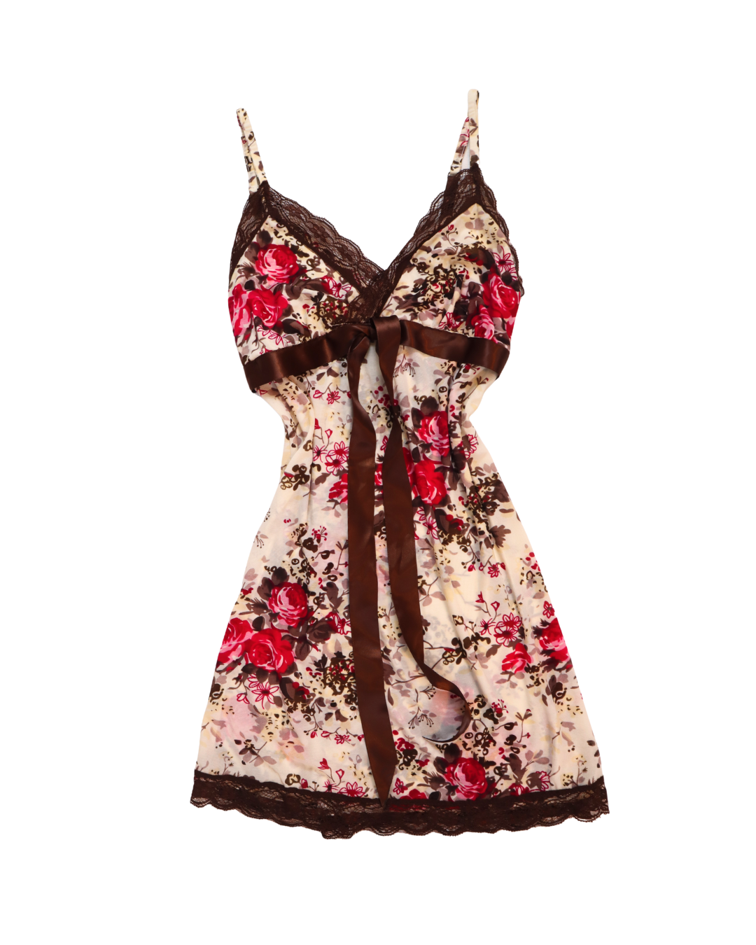 Brown, White And Pink Y2K Floral Dress/Top