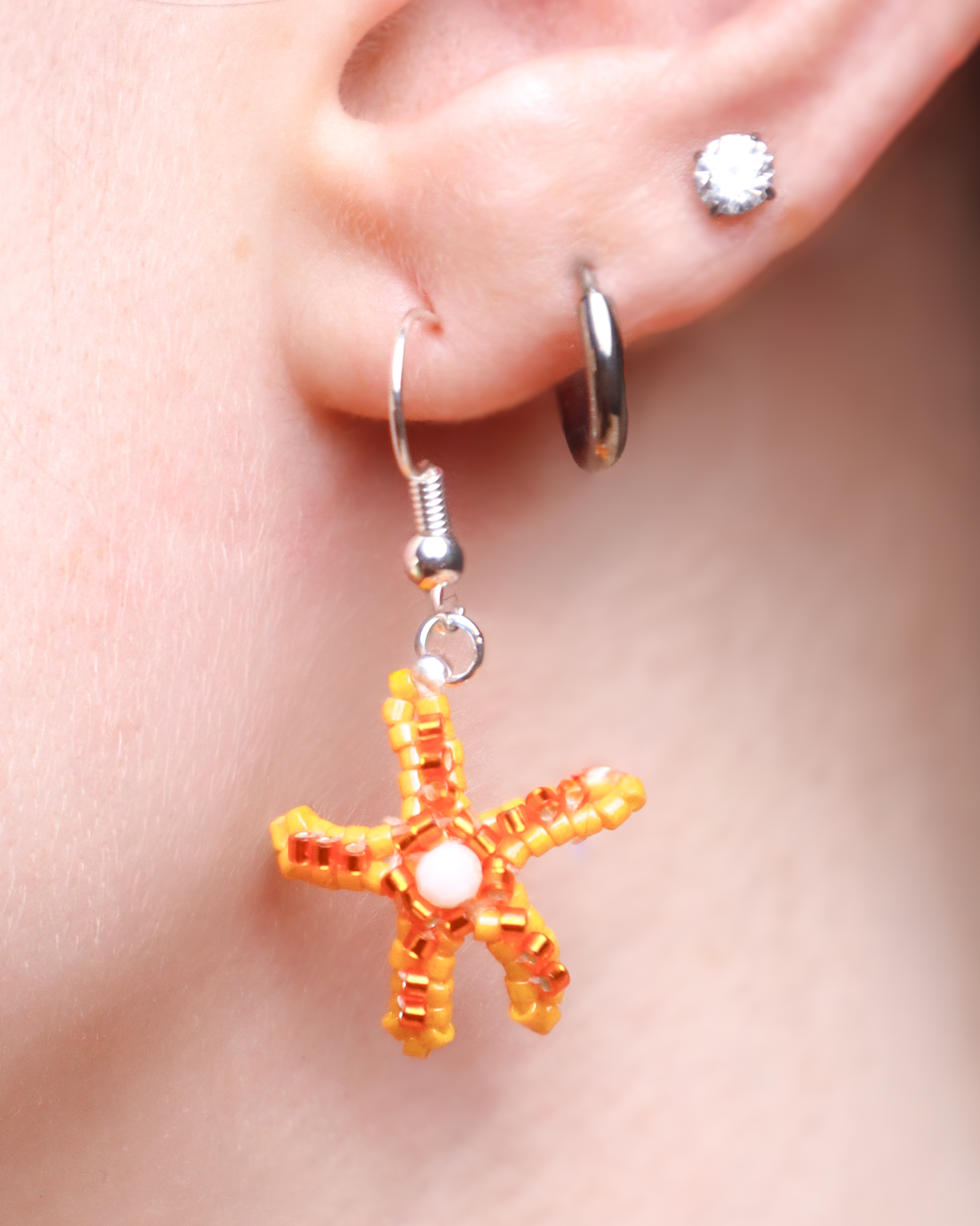 Hand Beaded Starfish Earrings