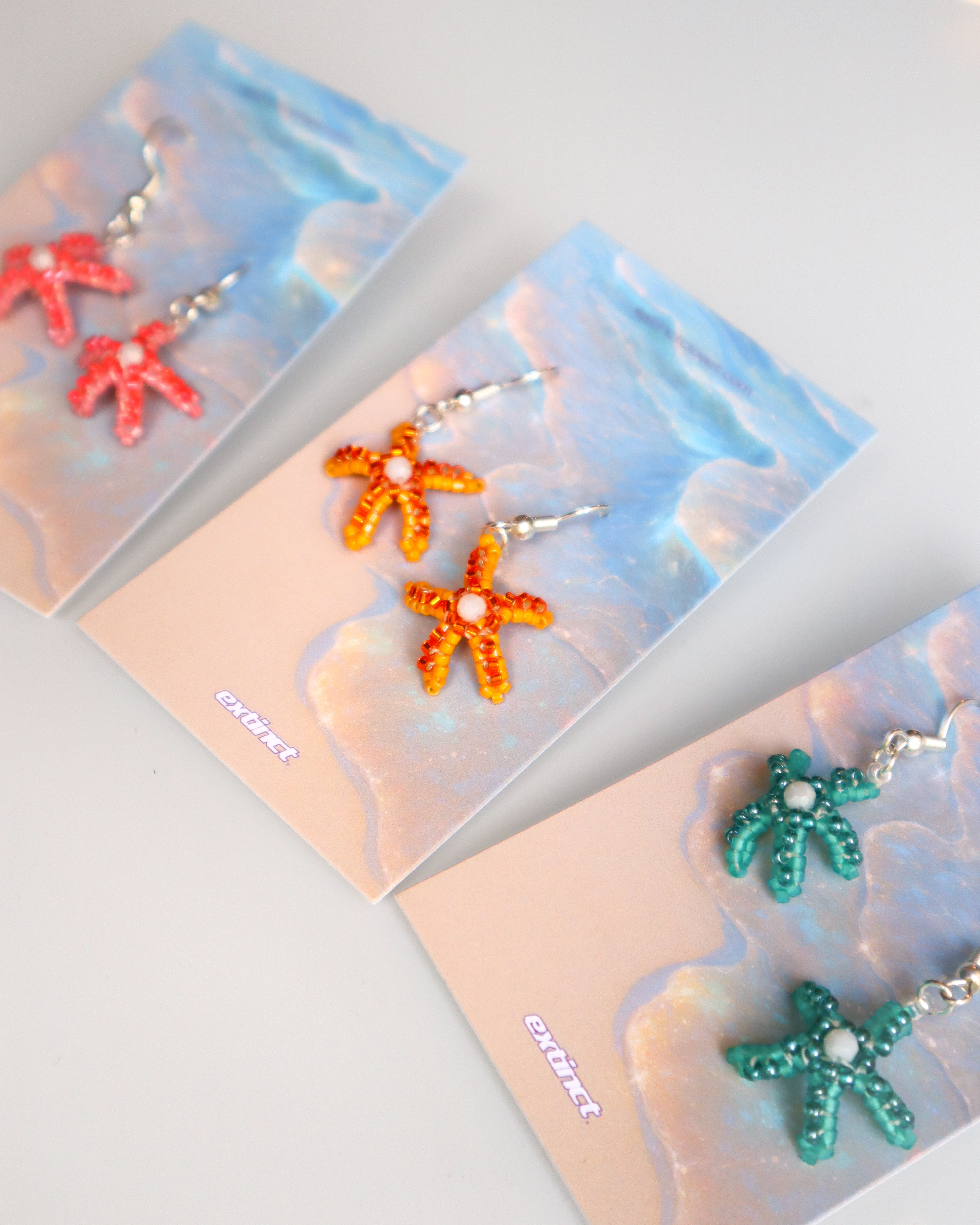 Hand Beaded Starfish Earrings