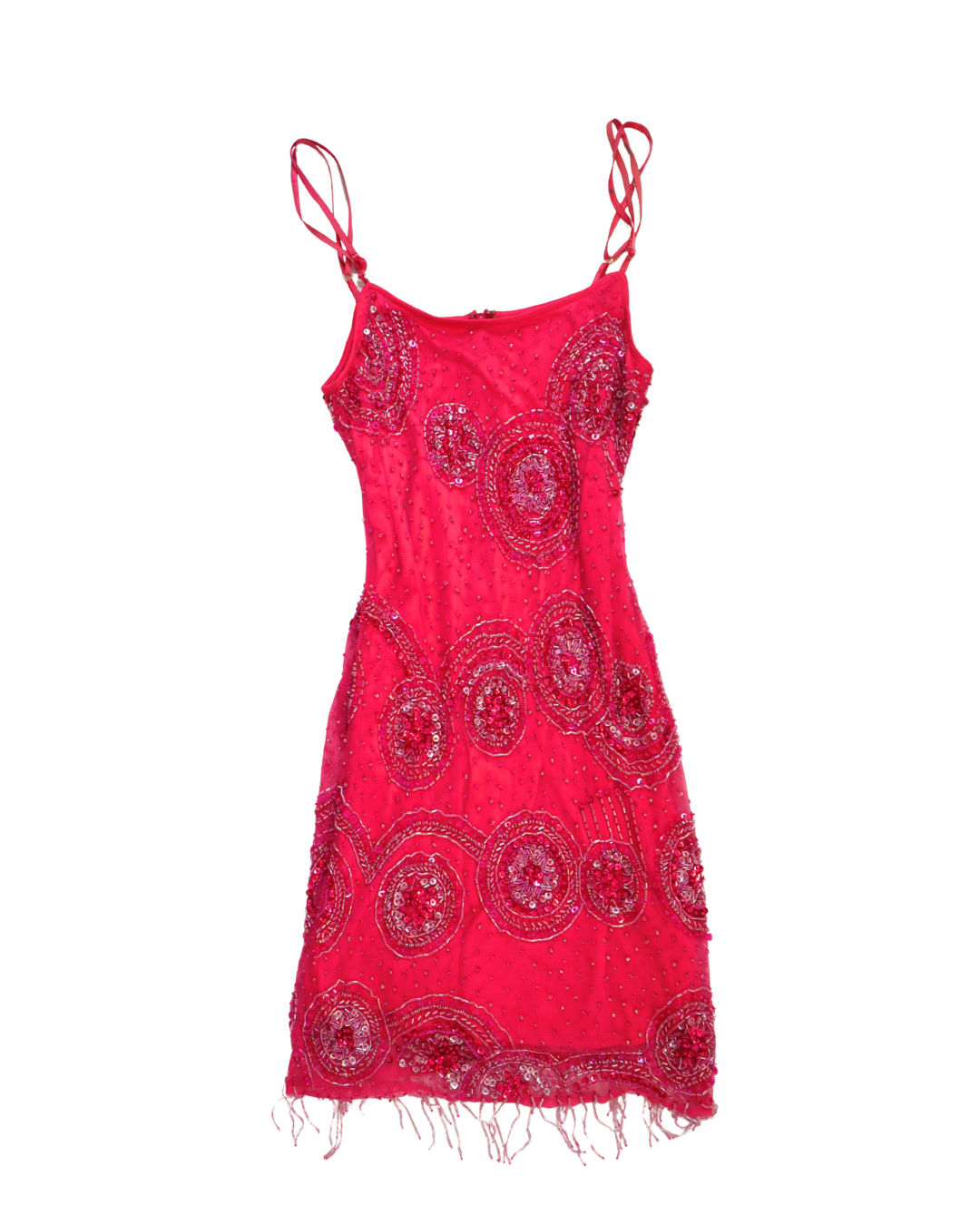 Y2K Beaded Pink Fitted Mini Dress