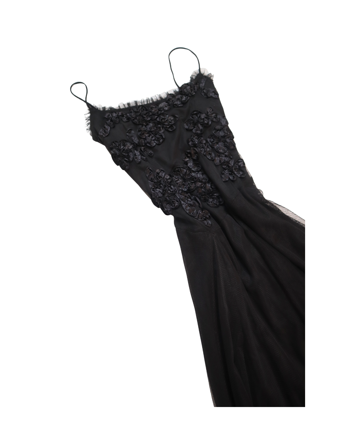 Y2K Black Lace Flower Midi Dress