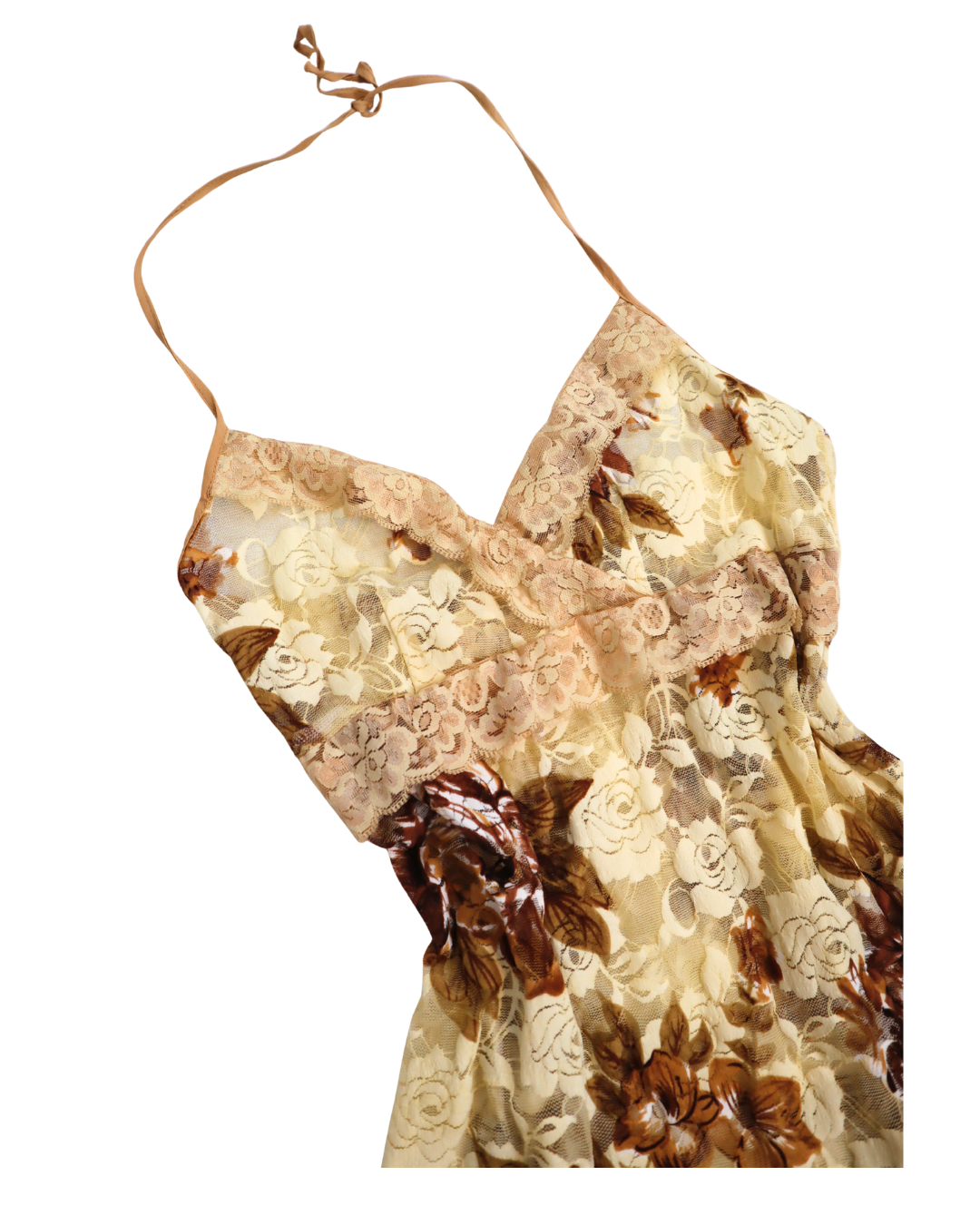 Cream Lace Halter Neck Cami Top 