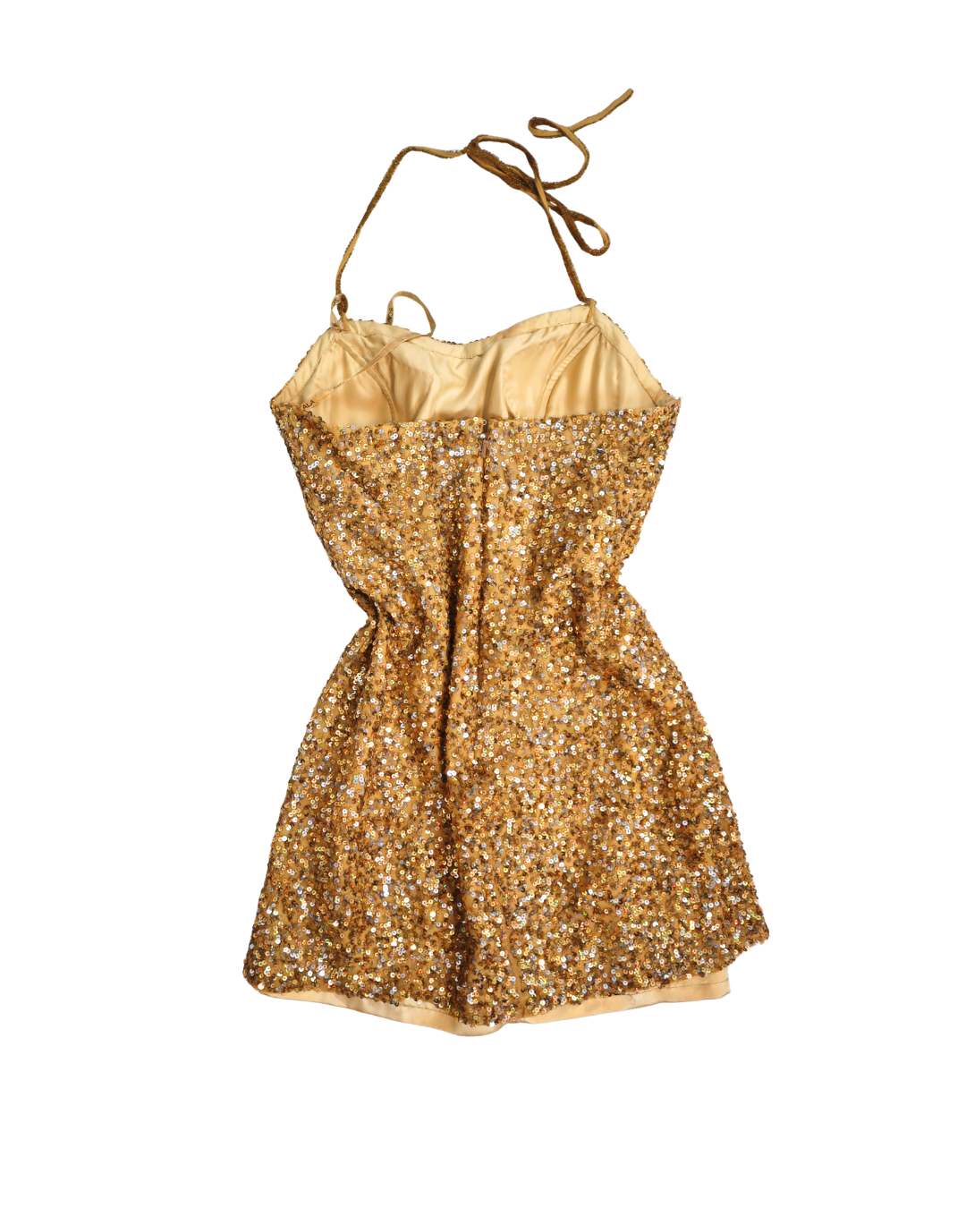 Gold Sequin Y2K Mini Cocktail Dress 