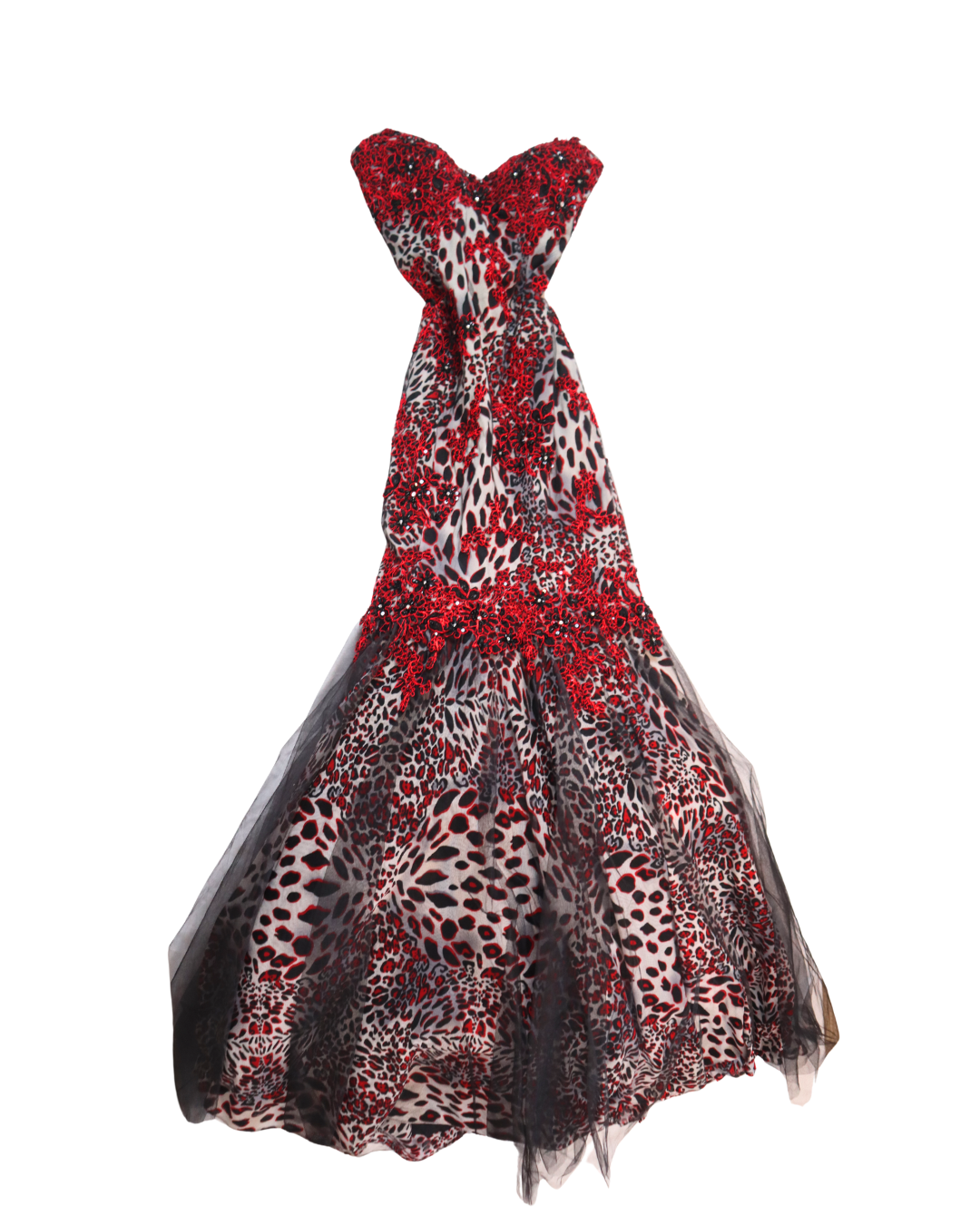 RARE Y2K Red Leopard Print Mermaid Dress