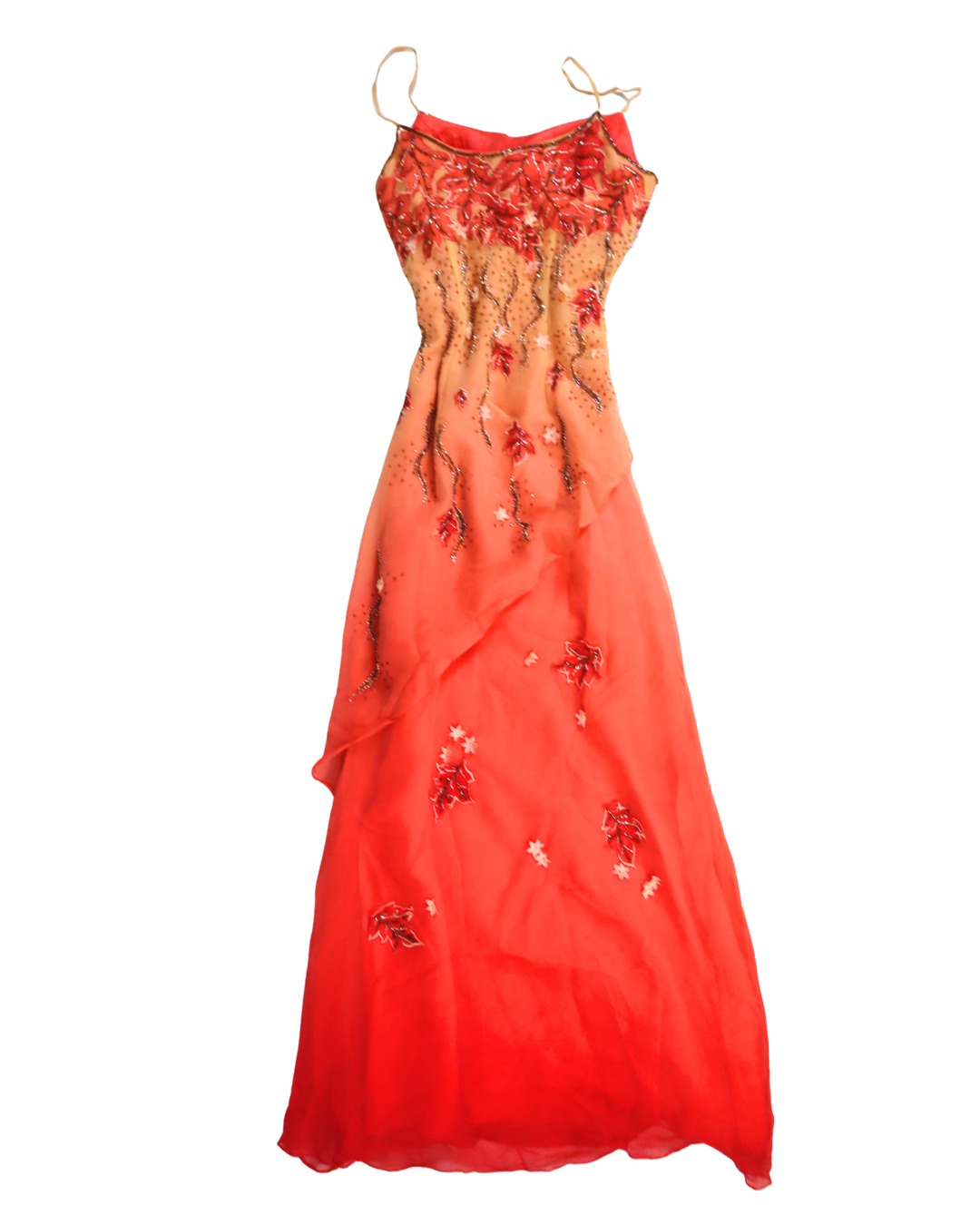 Y2K RARE Beaded Ombre Dress With Leaf Details