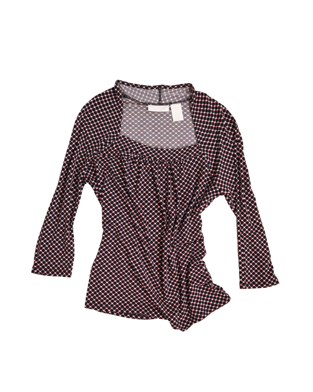 Black And Pink Pattern Square Neckline Top