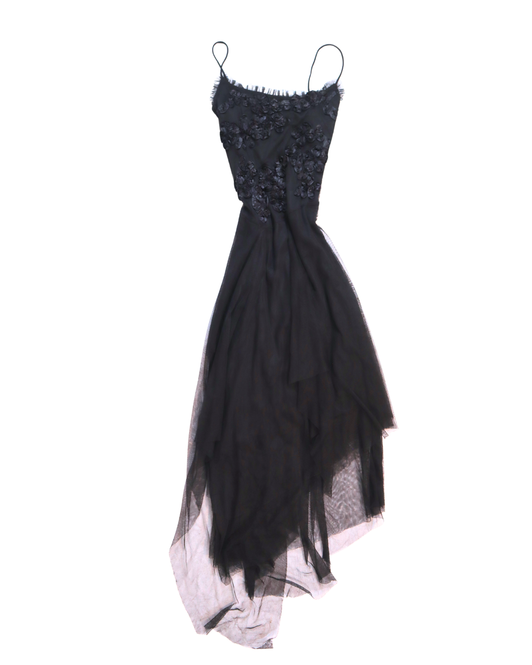 Y2K Black Lace Flower Midi Dress
