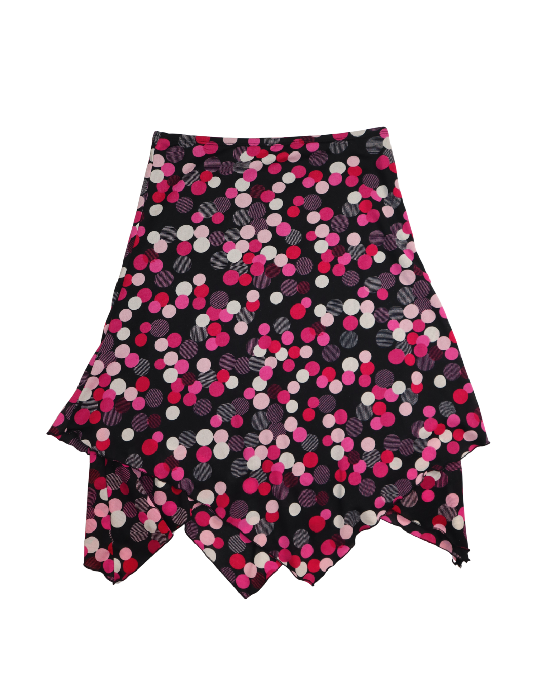 Pink and Black Polka Dot Layered Midi Skirt 