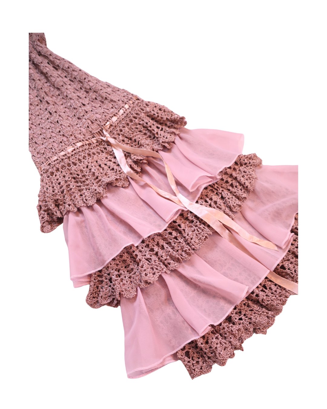 Y2K Purple Crochet Ruffle Dress
