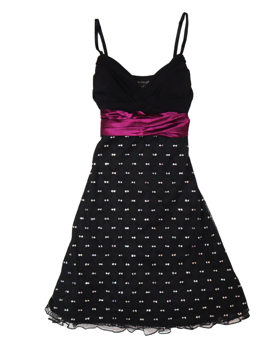 Black And Purple Sparkle Detailed Tie Back Mini Dress