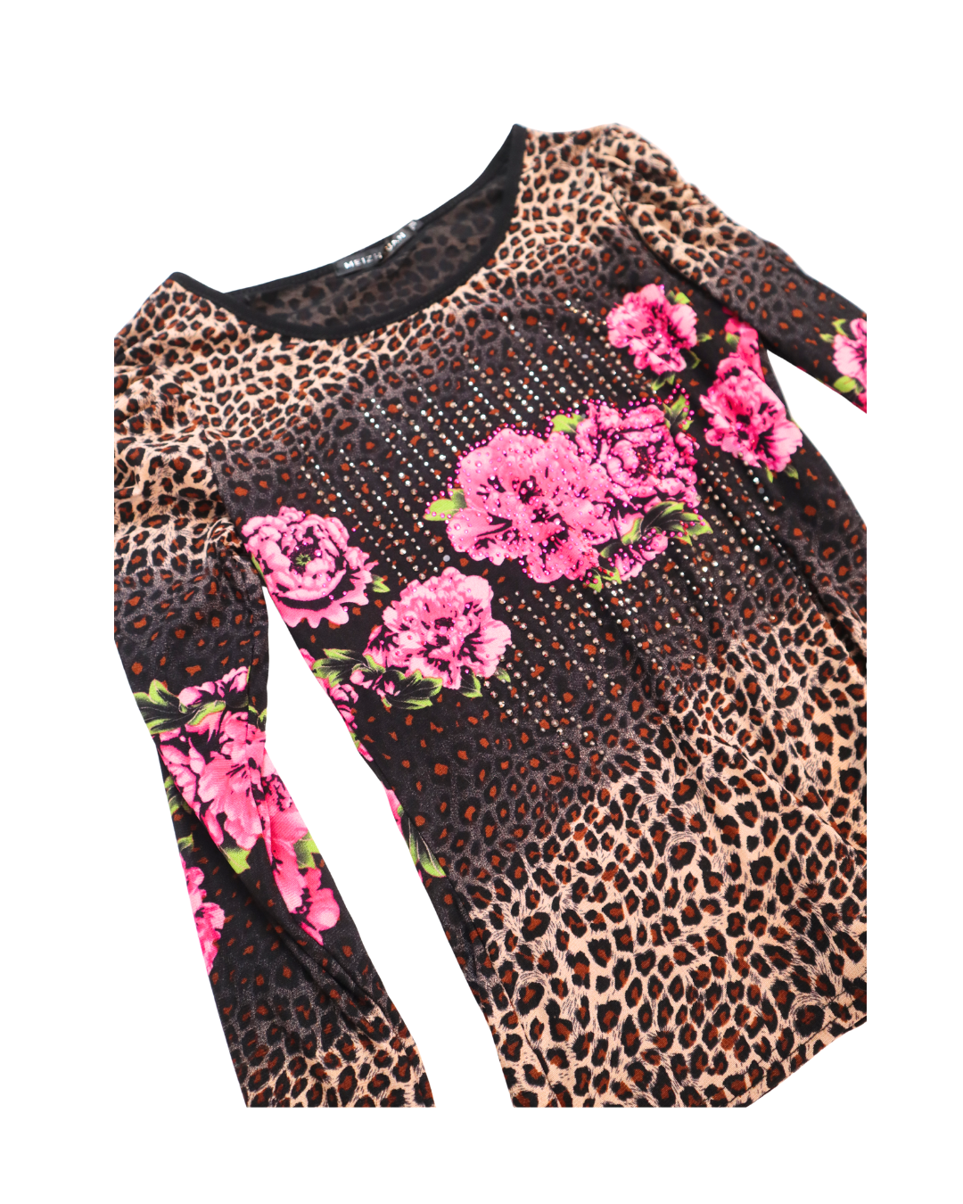 Embellished Y2K Leopard and Floral Top