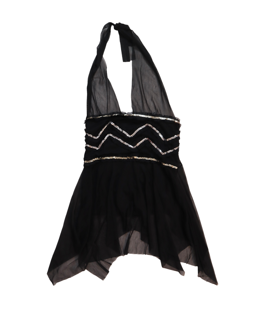 Black Y2K Beaded Embellished Top