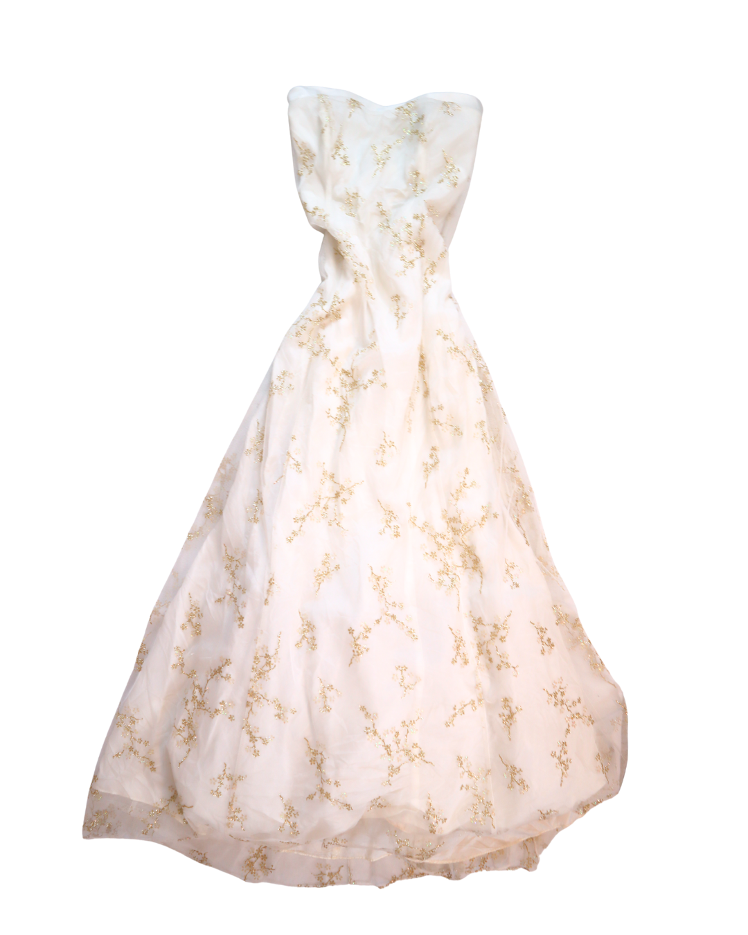 Y2K White Tulle Dress With Gold Glitter Details