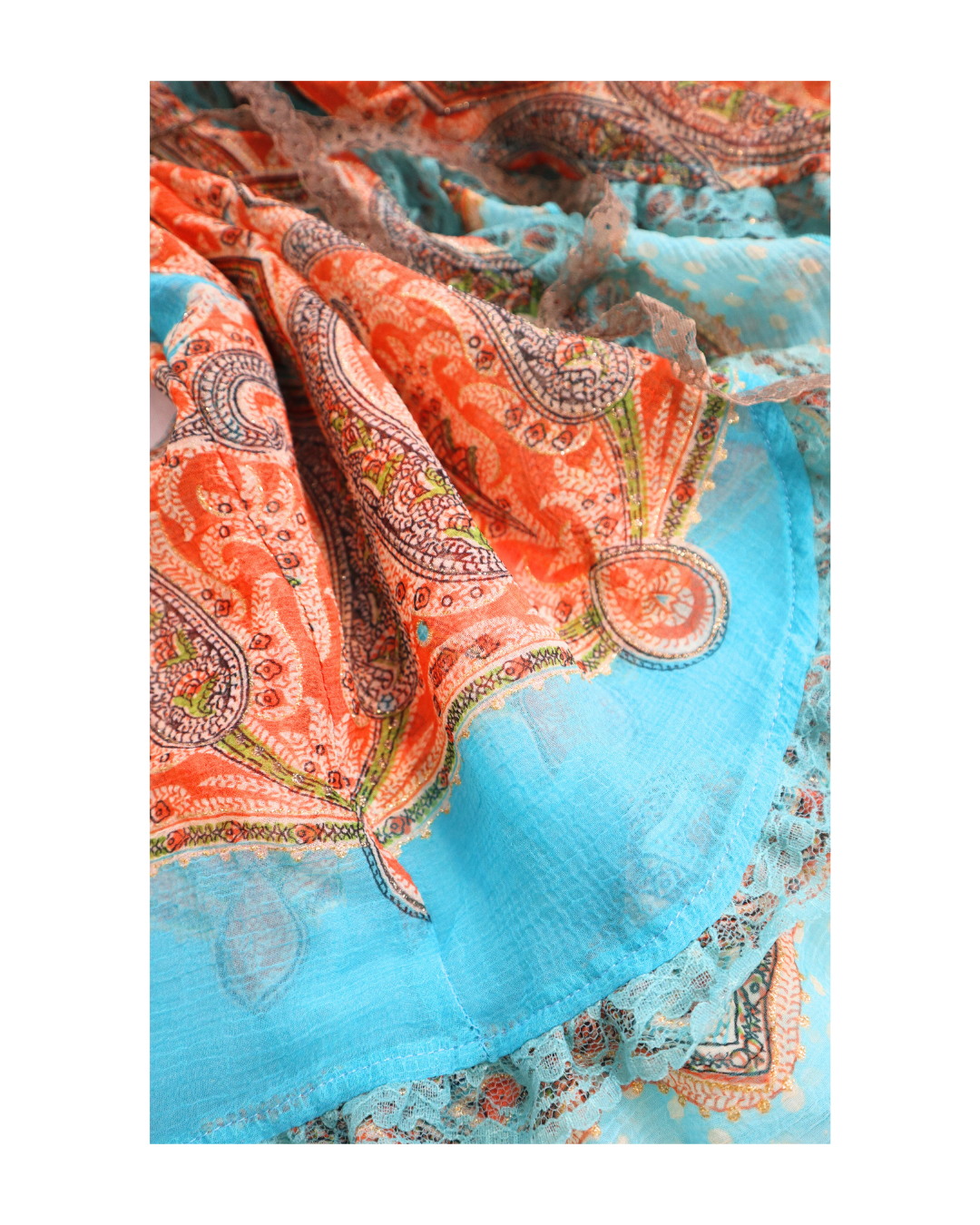 Blue And Brown Boho Pattern Sheer Cami