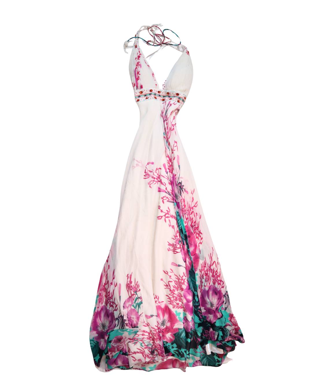 Y2K White Sea Goddess Bead Embellished Dress 