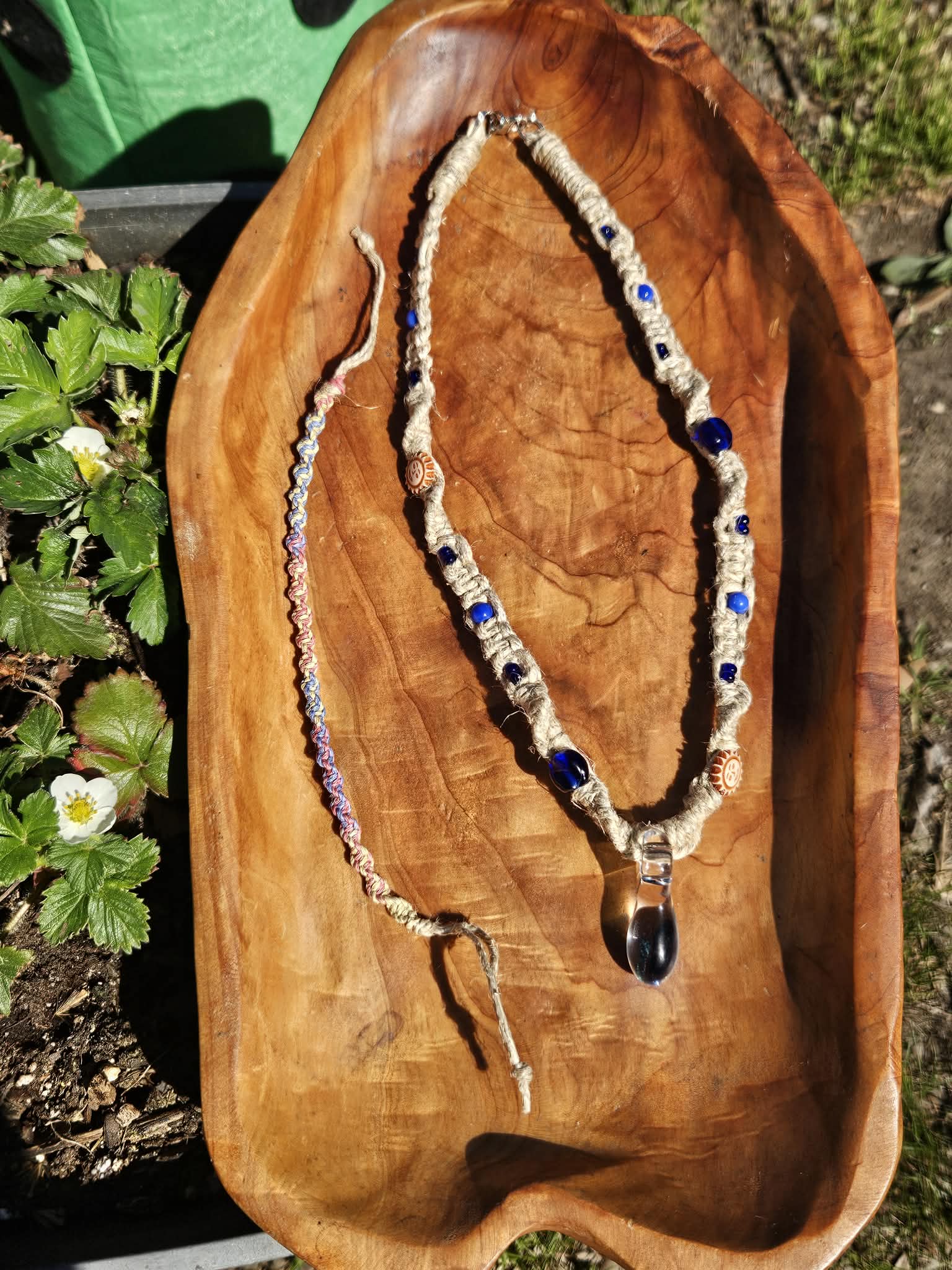 Celestial Mushroom Rustic Hemp Necklace and Bracelet