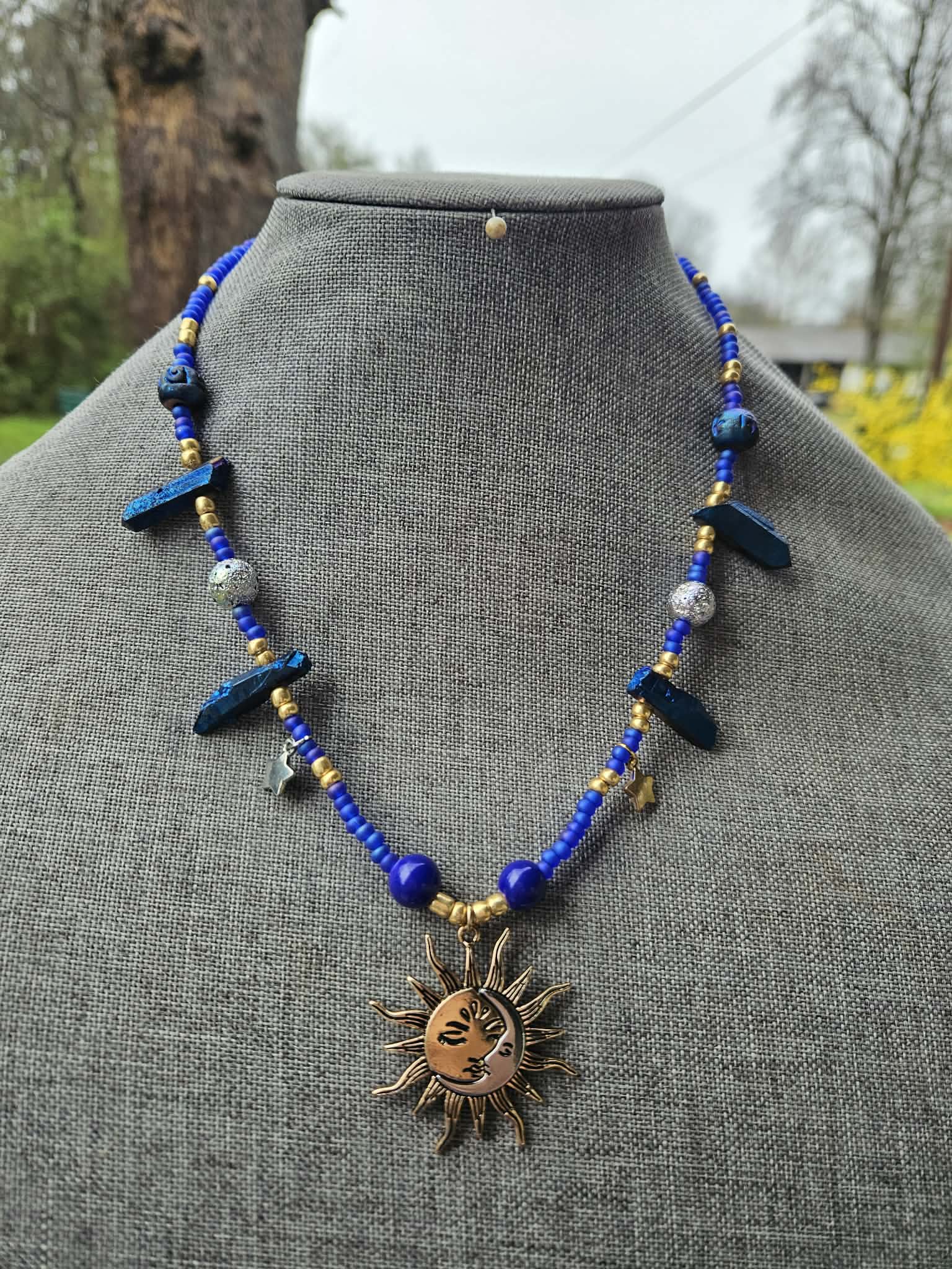 Sun & Moon Boho Celestial Beaded Necklace